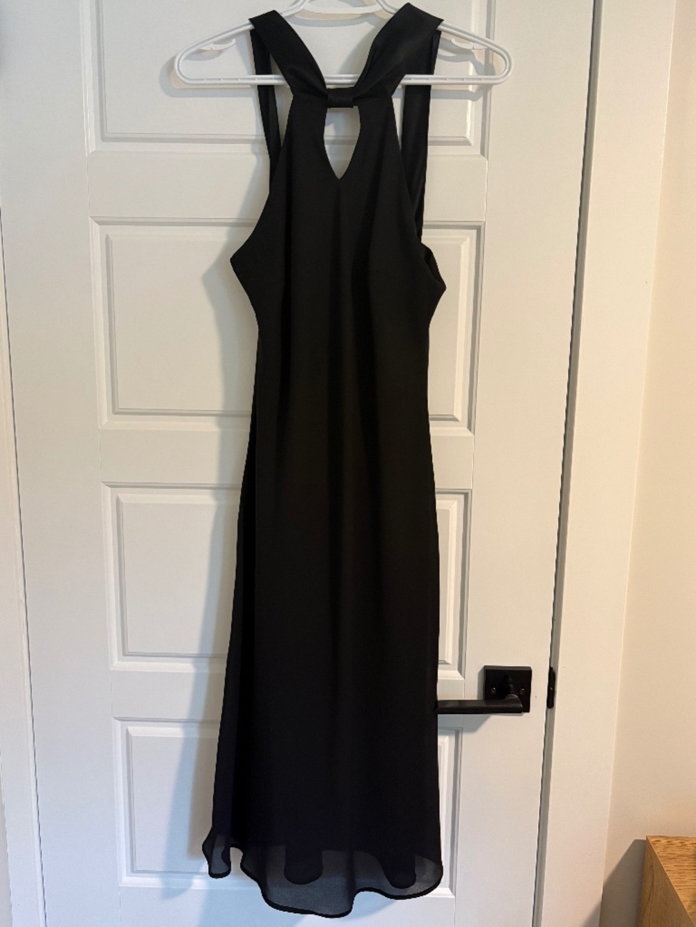 Fairweather Satin Halter Neck Black Midi Dress